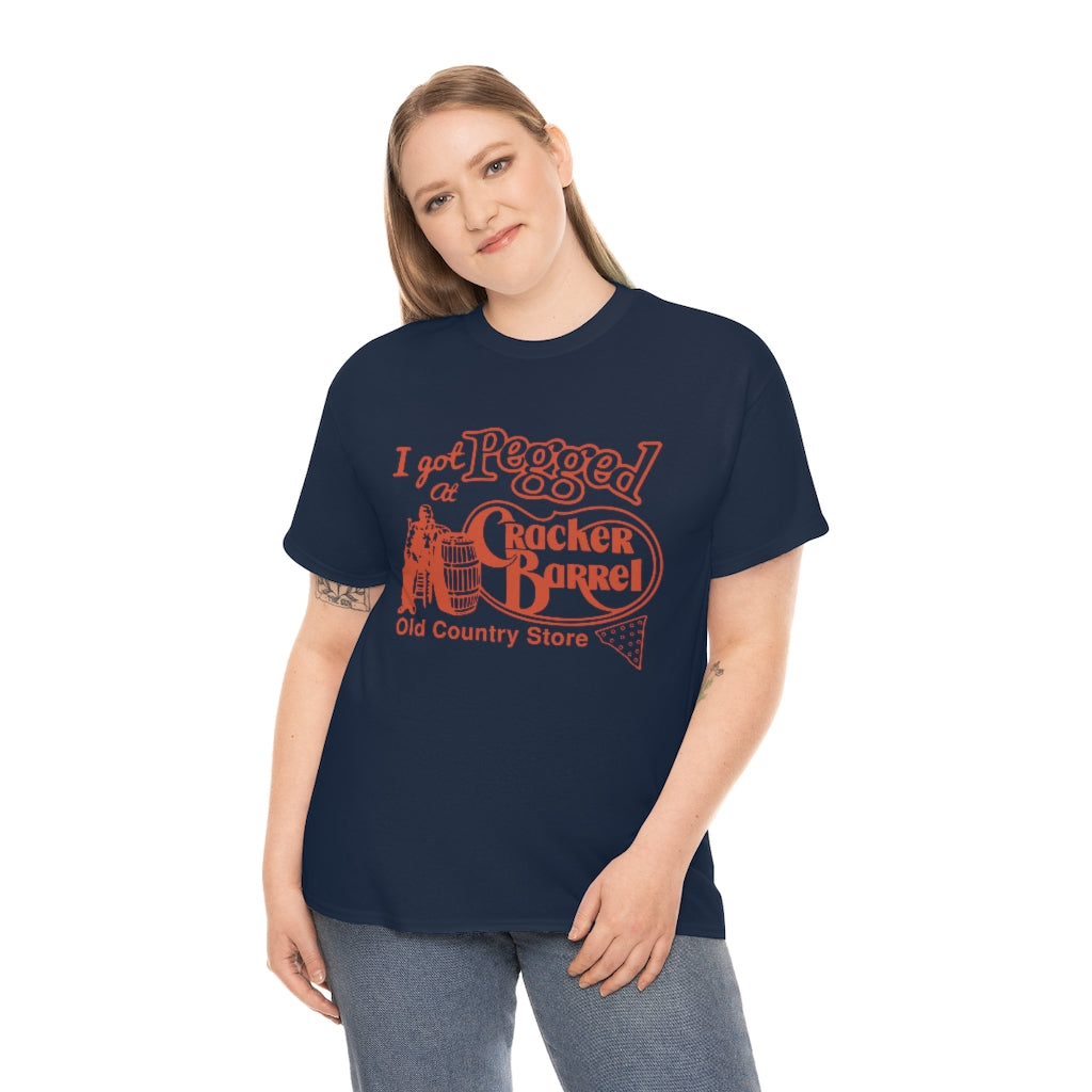I got pegged at cracker barrel - Unisex Heavy Cotton Tee - B0BBV3RKS1
