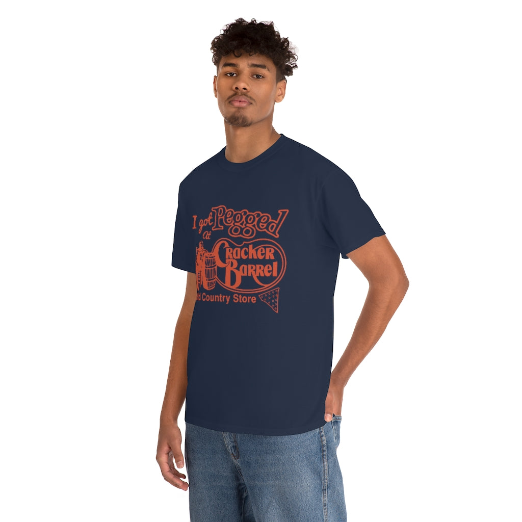 I got pegged at cracker barrel - Unisex Heavy Cotton Tee - B0BBV3RKS1