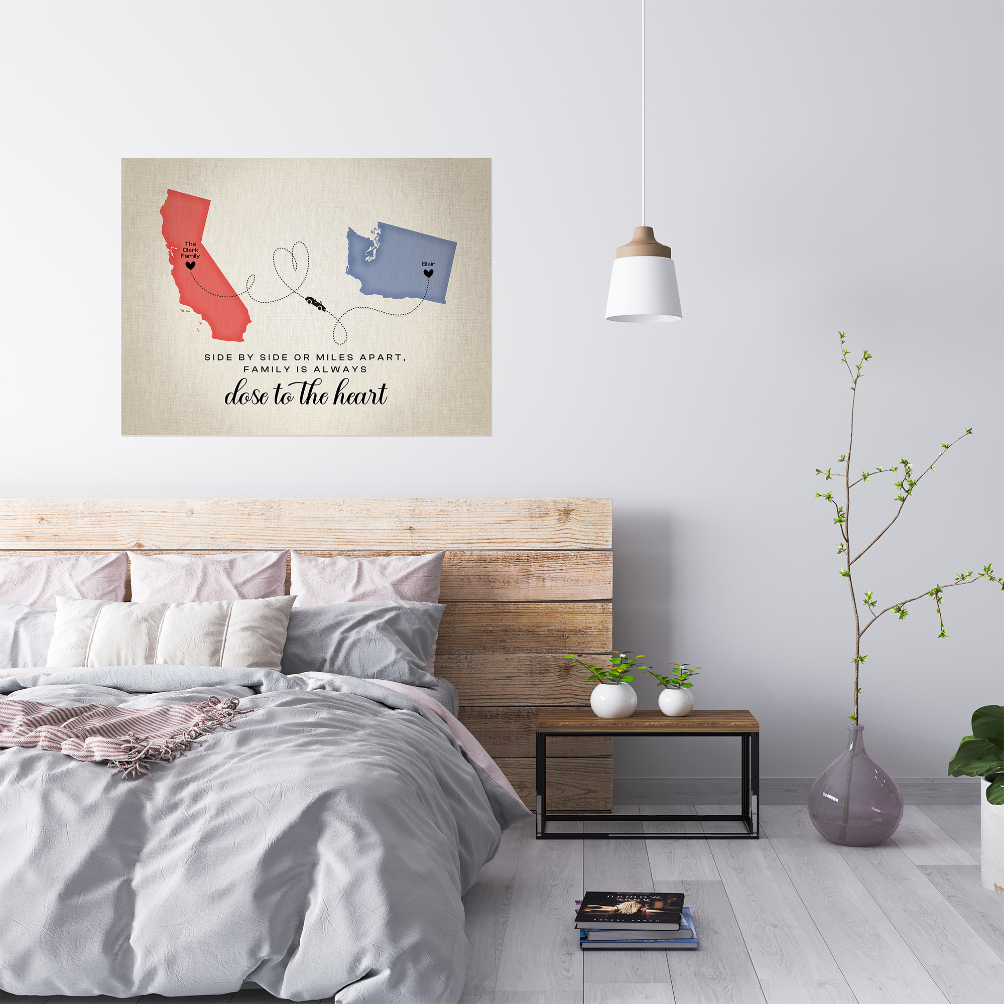 Personalized Long Distance Family Gift, State Framed Poster Print,  Home State Gifts, Christmas Map Gift for Parents