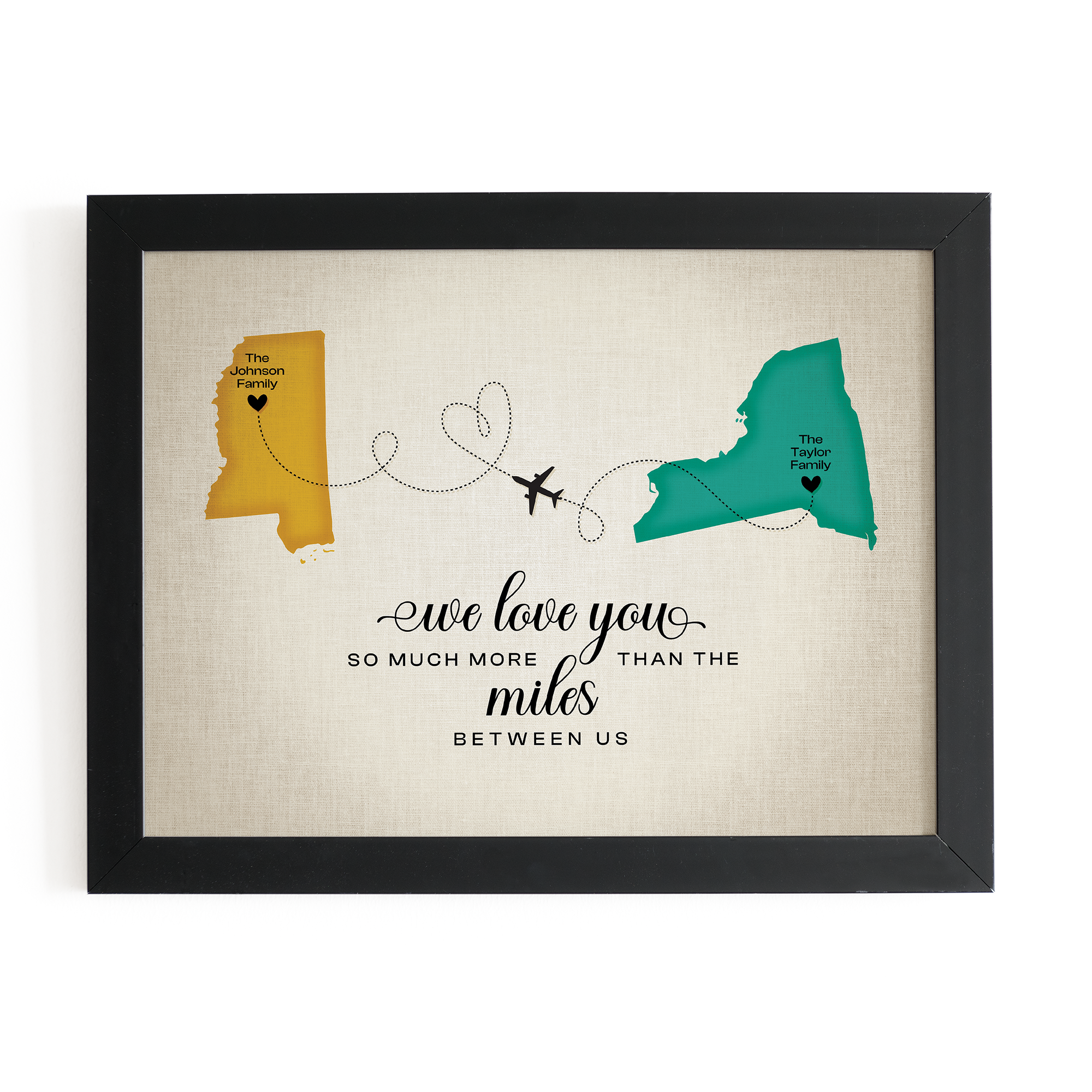 Personalized Long Distance Family Gift, State Framed Poster Print,  Home State Gifts, Christmas Map Gift for Parents