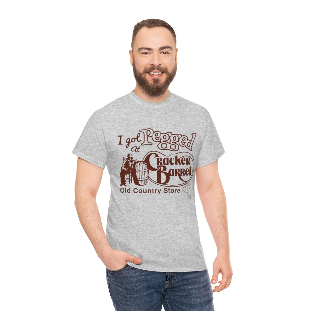 I got pegged at cracker barrel - Unisex Heavy Cotton Tee - B0BBV3RKS1