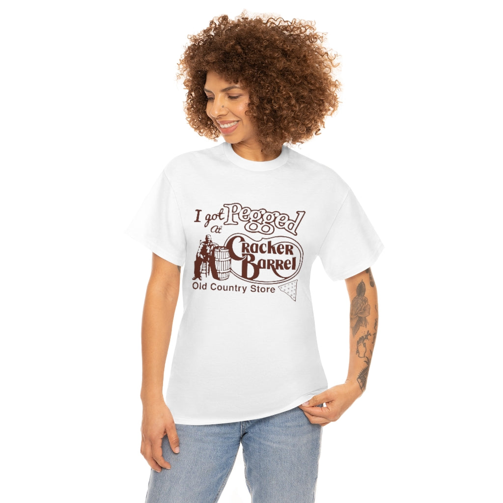 I got pegged at cracker barrel - Unisex Heavy Cotton Tee - B0BBV3RKS1