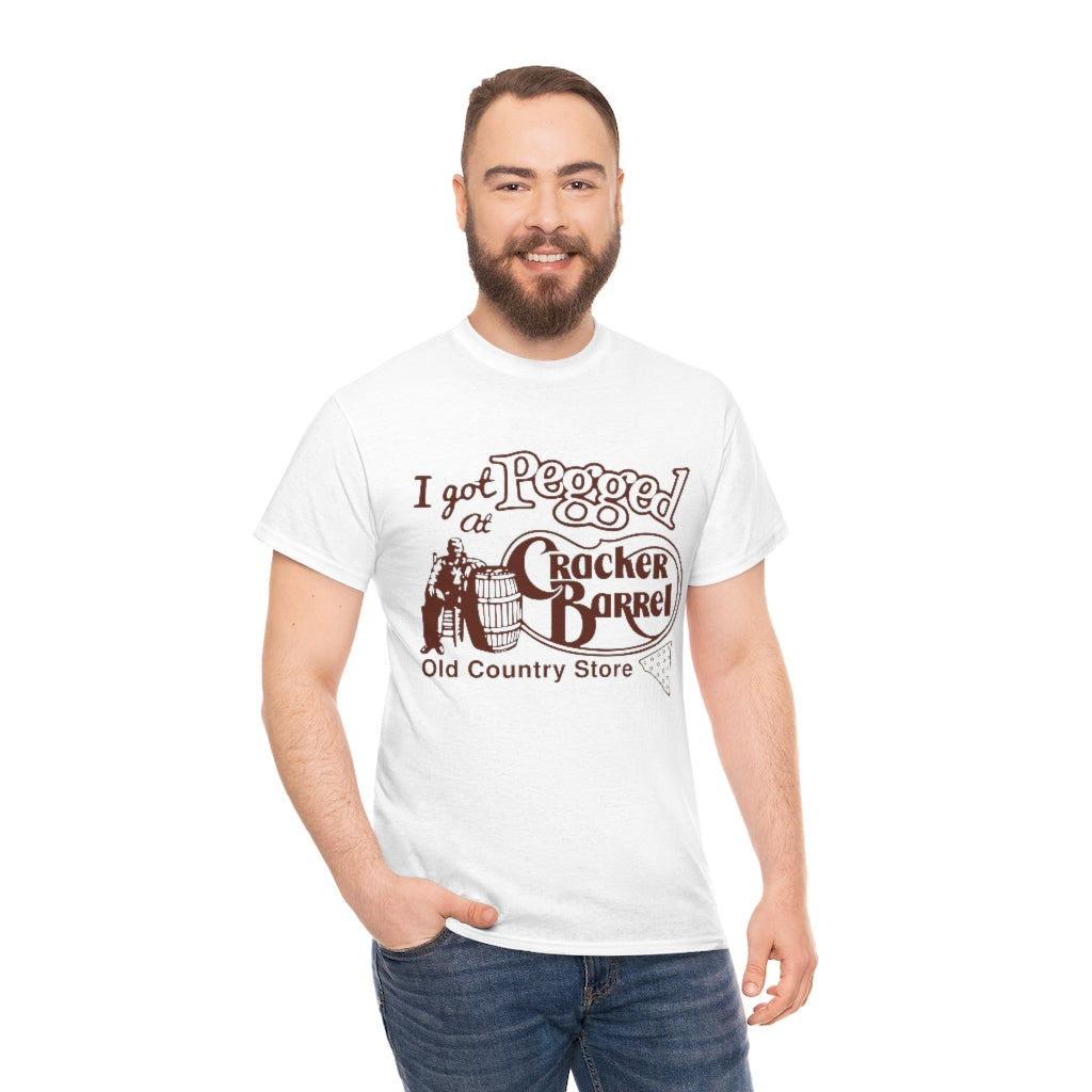 I got pegged at cracker barrel - Unisex Heavy Cotton Tee - B0BBV3RKS1