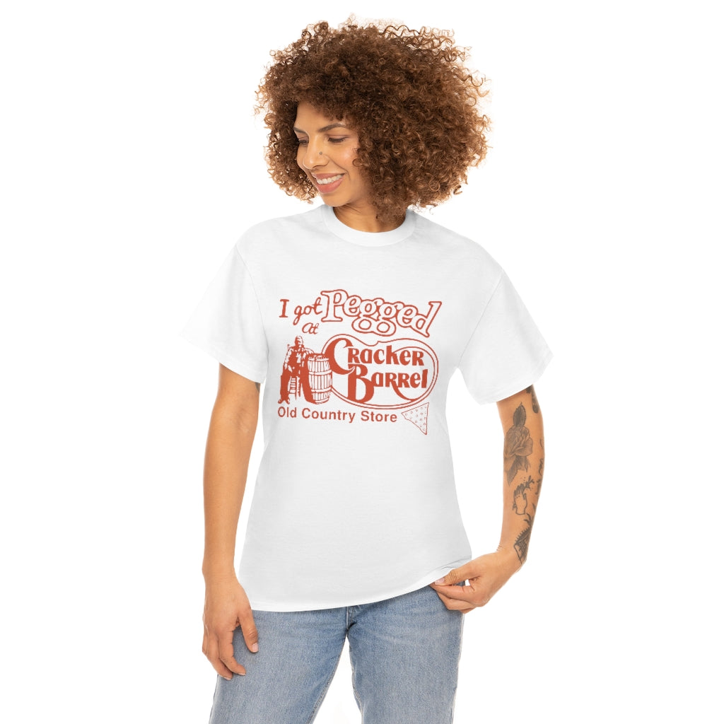 I got pegged at cracker barrel - Unisex Heavy Cotton Tee - B0BBV3RKS1