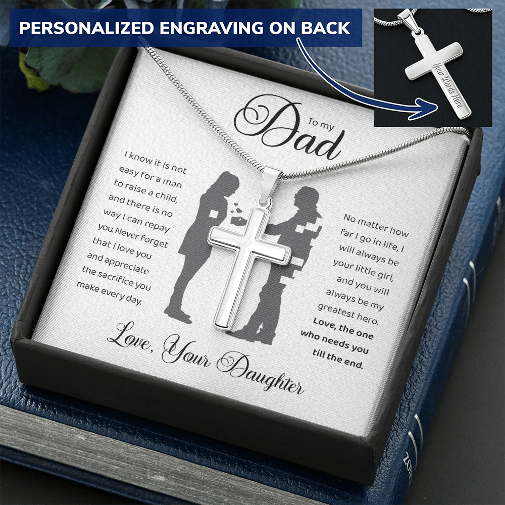A Special Gift For Your Dad - Stainless Cross Necklace - B0B1J7R4YG