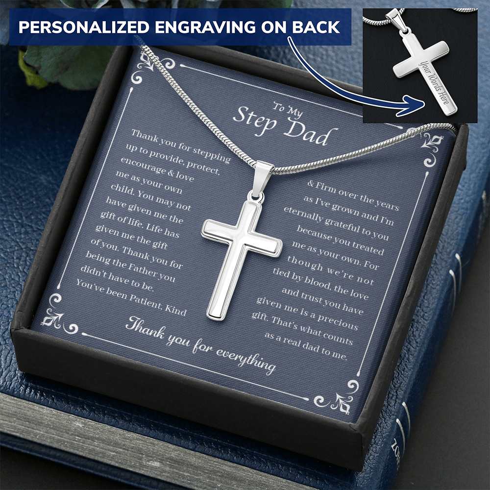 To My Stepdad Gift From Daughter - Gift For Dad - Cross Necklace