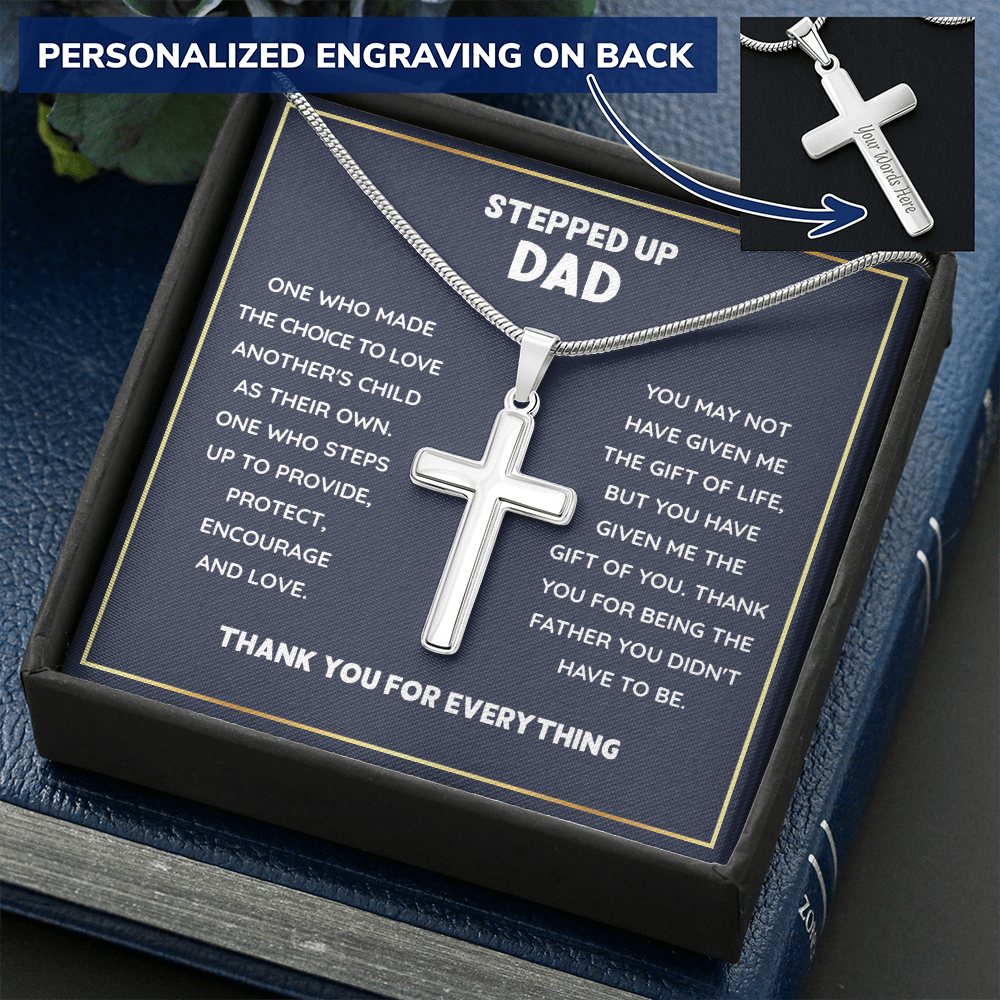 To My Stepdad Gift From Daughter - Stainless Cross Necklace