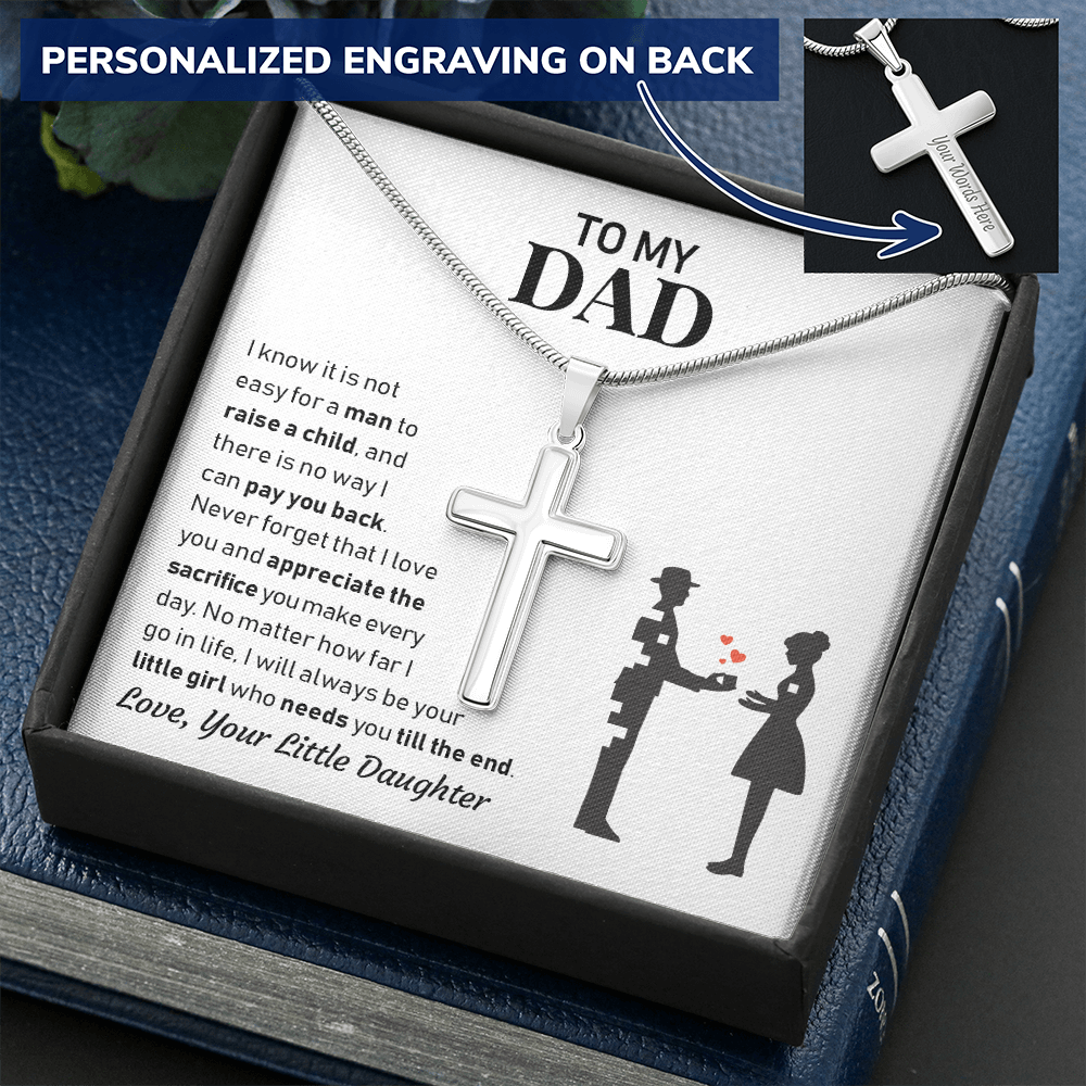 A Sepcial Gift for Your Dad - Personalized Cross Necklace - Free shipping