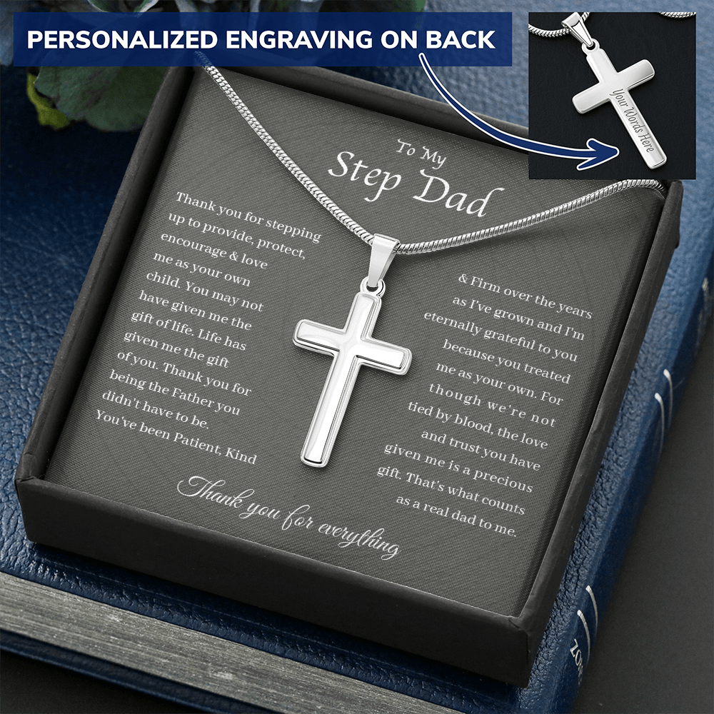 To My Stepdad Gift From Daughter - Stainless Cross Necklace
