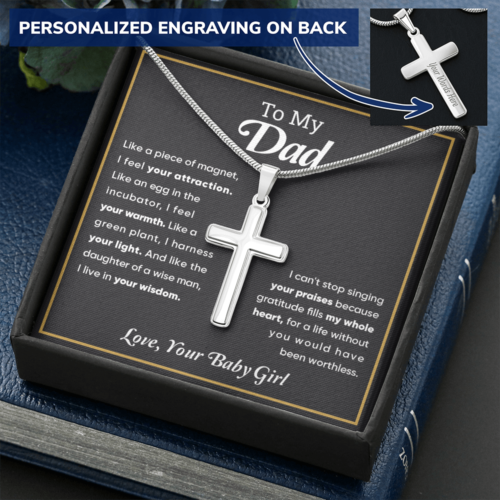 A Sepcial Gift for Your Dad - Personalized Cross Necklace - Free shipping
