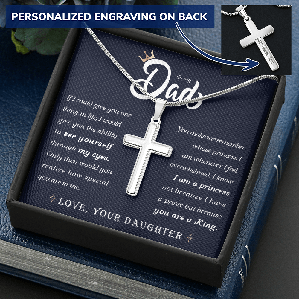 A Special Gift For Your Dad - Personalized Cross Necklace - Free Shipping