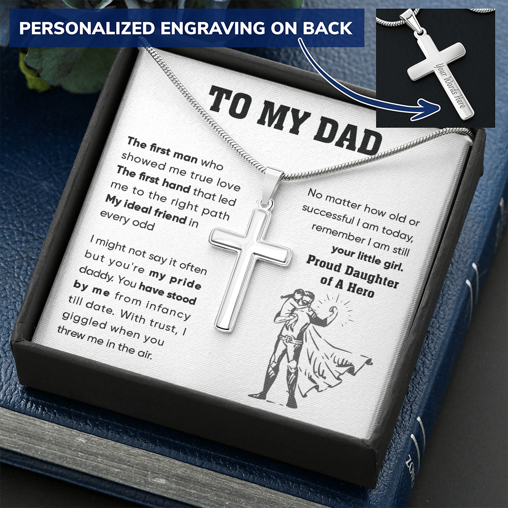 A Special Gift for Your Dad - Personalized Cross Necklace - Free shipping