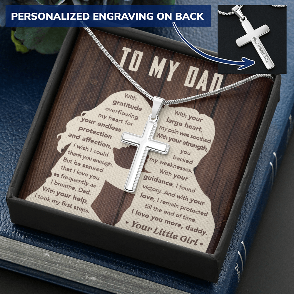 A Special Gift for Your Dad - Personalized Cross Necklace - Free shipping