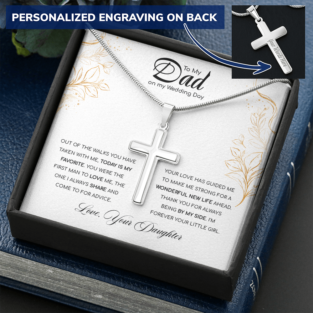 A Special Gift For Your Dad On Wedding Day- Stainless Cross Necklace - FREE SHIPPING