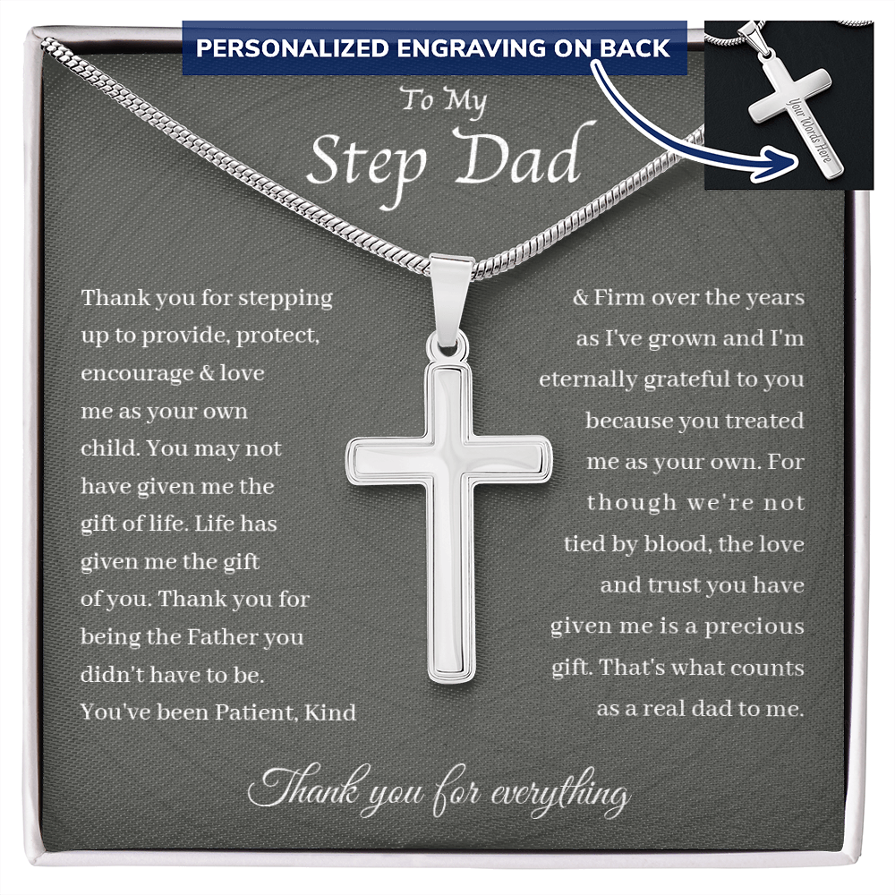 To My Stepdad Gift From Daughter - Stainless Cross Necklace