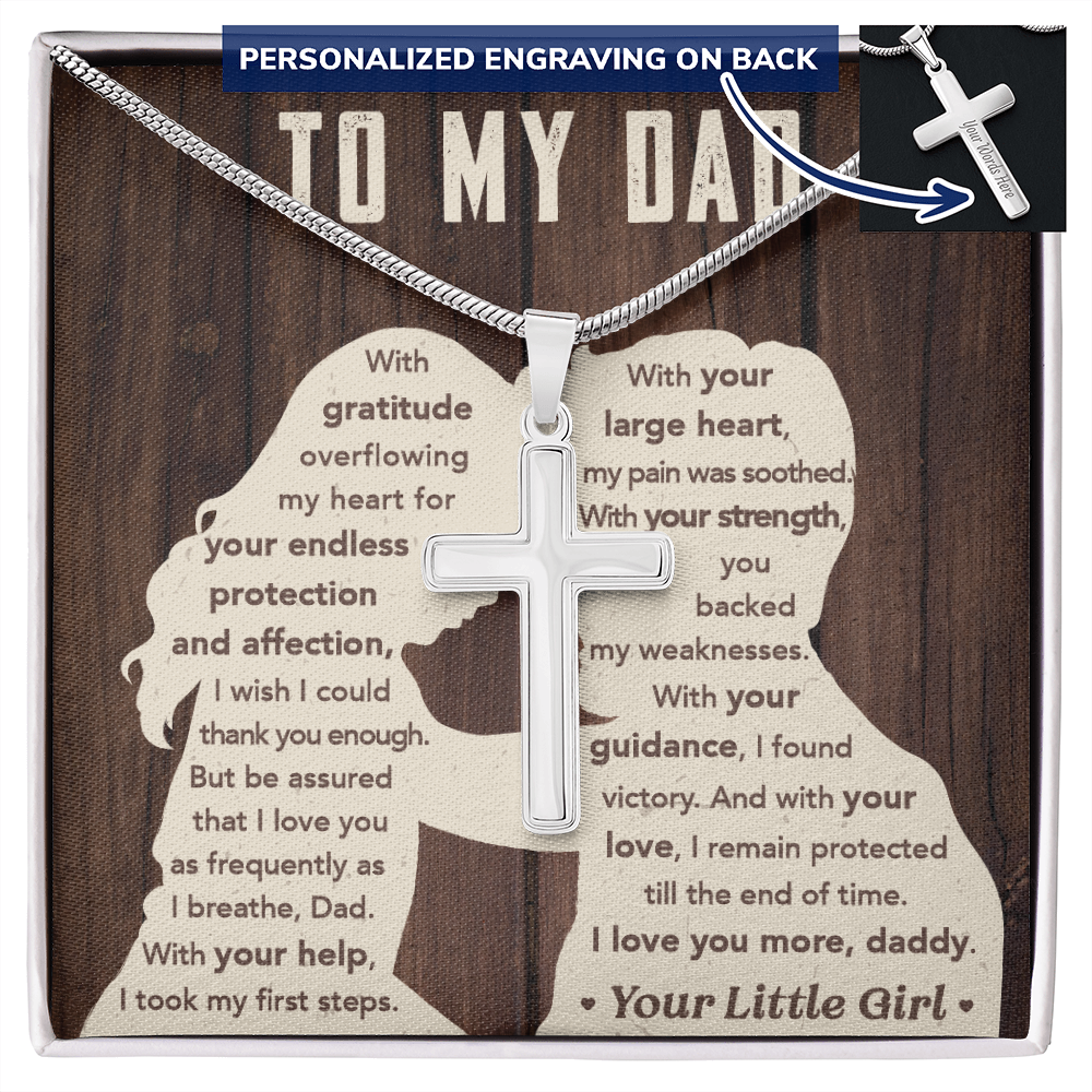 A Special Gift for Your Dad - Personalized Cross Necklace - Free shipping