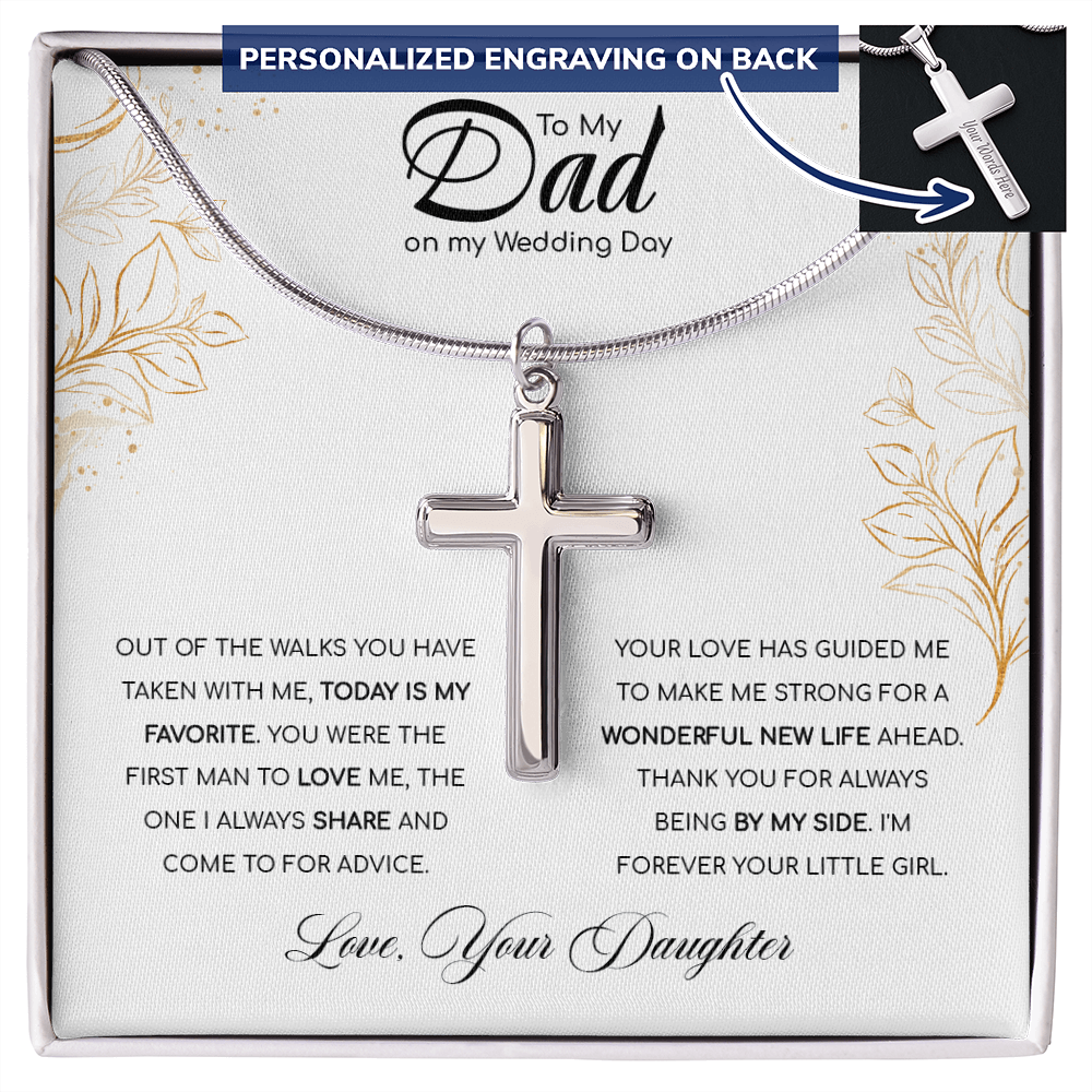 A Special Gift For Your Dad On Wedding Day- Stainless Cross Necklace - FREE SHIPPING
