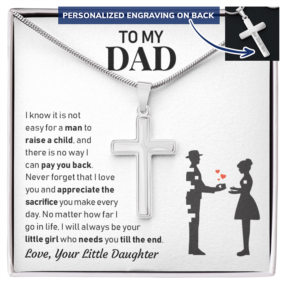 A Sepcial Gift for Your Dad - Personalized Cross Necklace - Free shipping