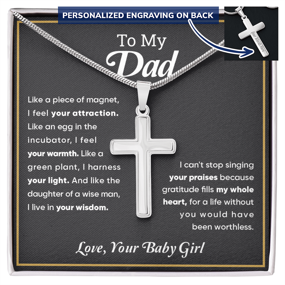 A Sepcial Gift for Your Dad - Personalized Cross Necklace - Free shipping