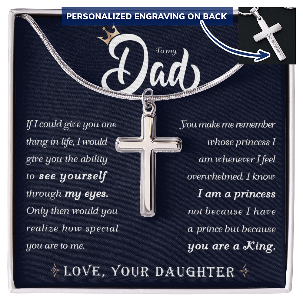 A Special Gift For Your Dad - Personalized Cross Necklace - Free Shipping