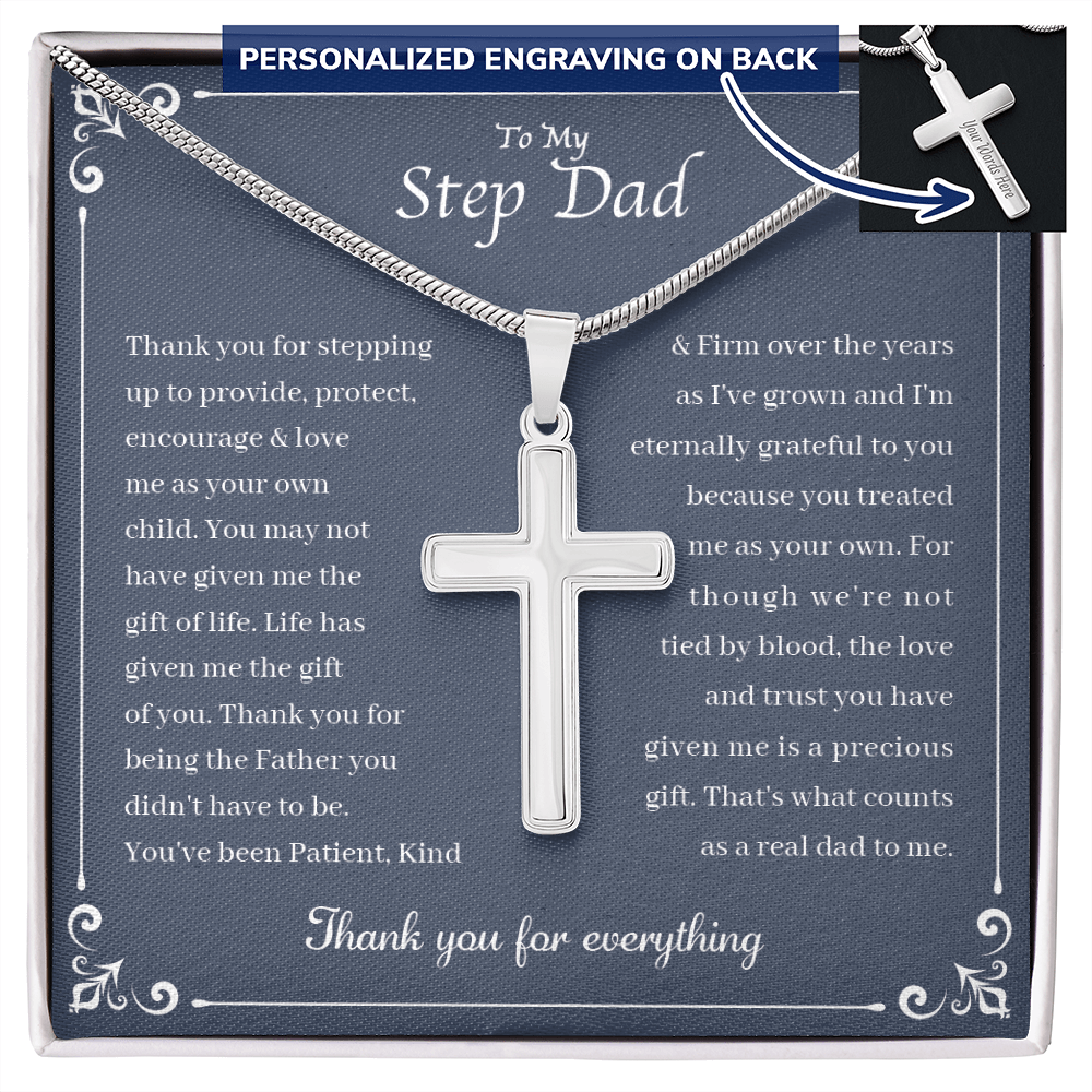 To My Stepdad Gift From Daughter - Gift For Dad - Cross Necklace