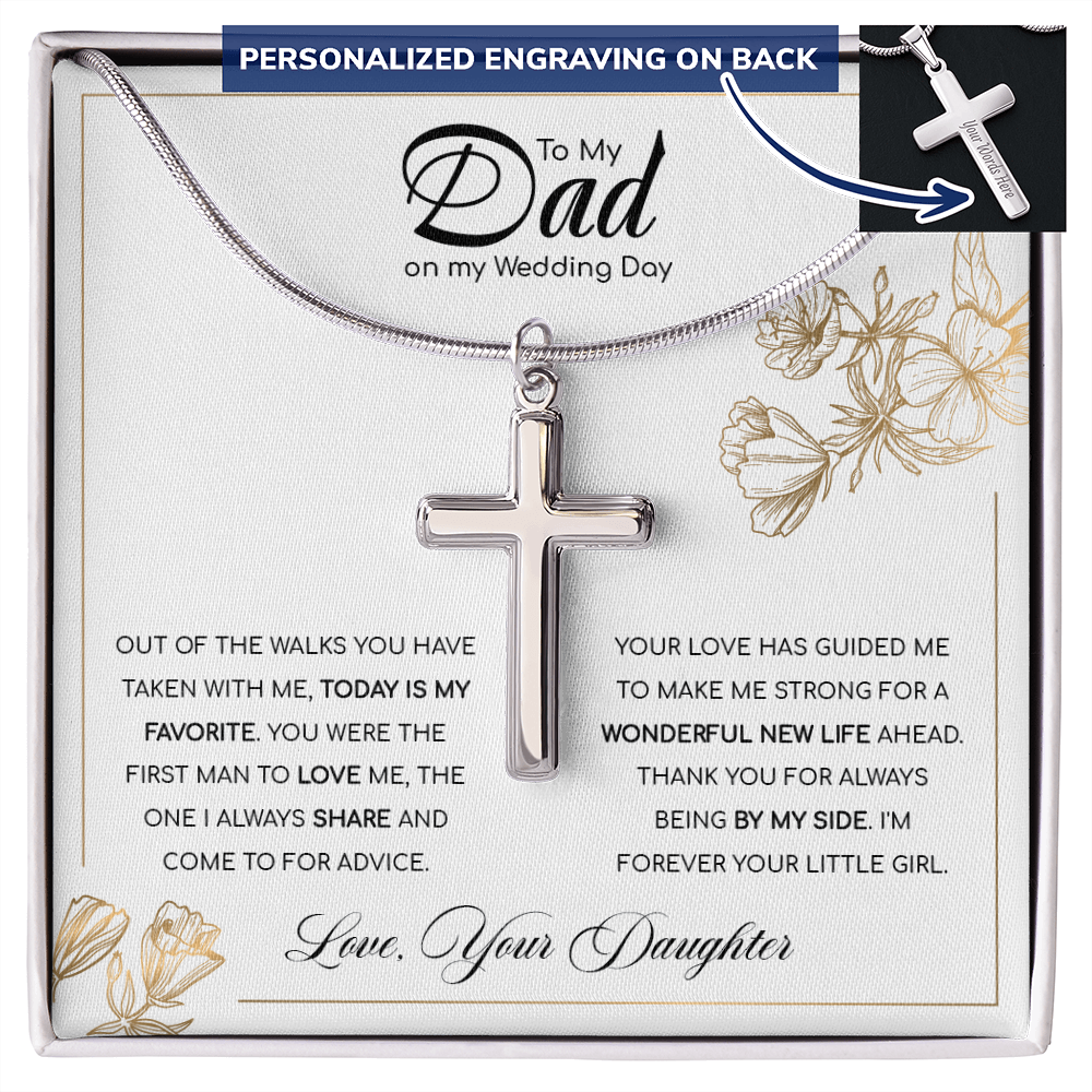 A Special Gift For Your Dad On Wedding Day- Stainless Cross Necklace - FREE SHIPPING