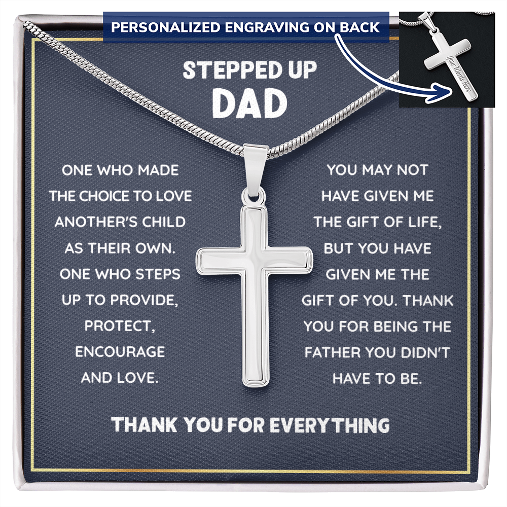 To My Stepdad Gift From Daughter - Stainless Cross Necklace