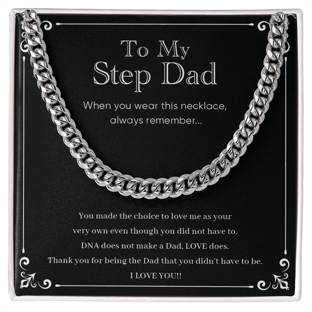 To My Stepdad Gift From Daughter - Gift For Dad - Cuban Chain Necklace