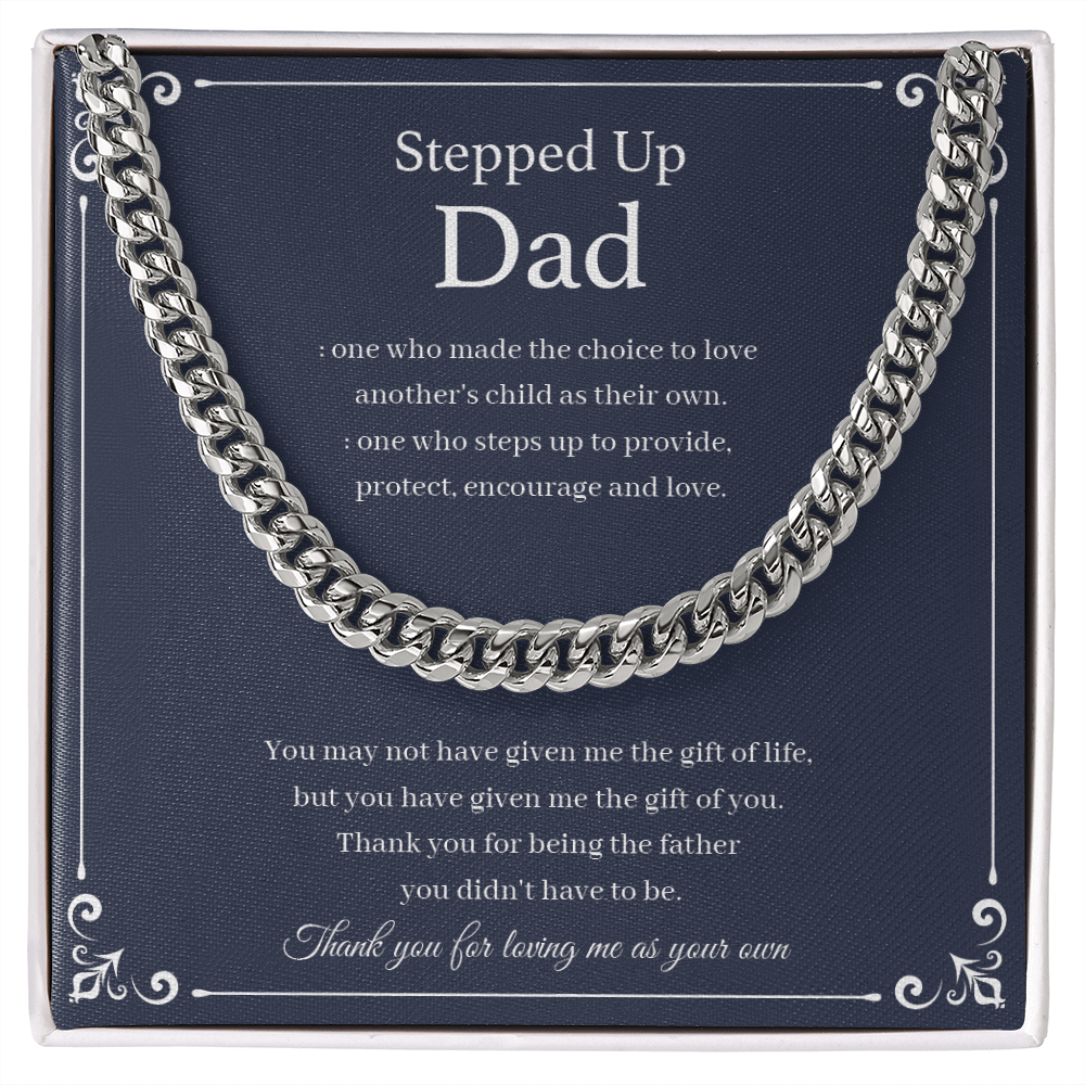 To My Stepdad Gift From Daughter - Gift For Dad - Cuban Chain Necklace