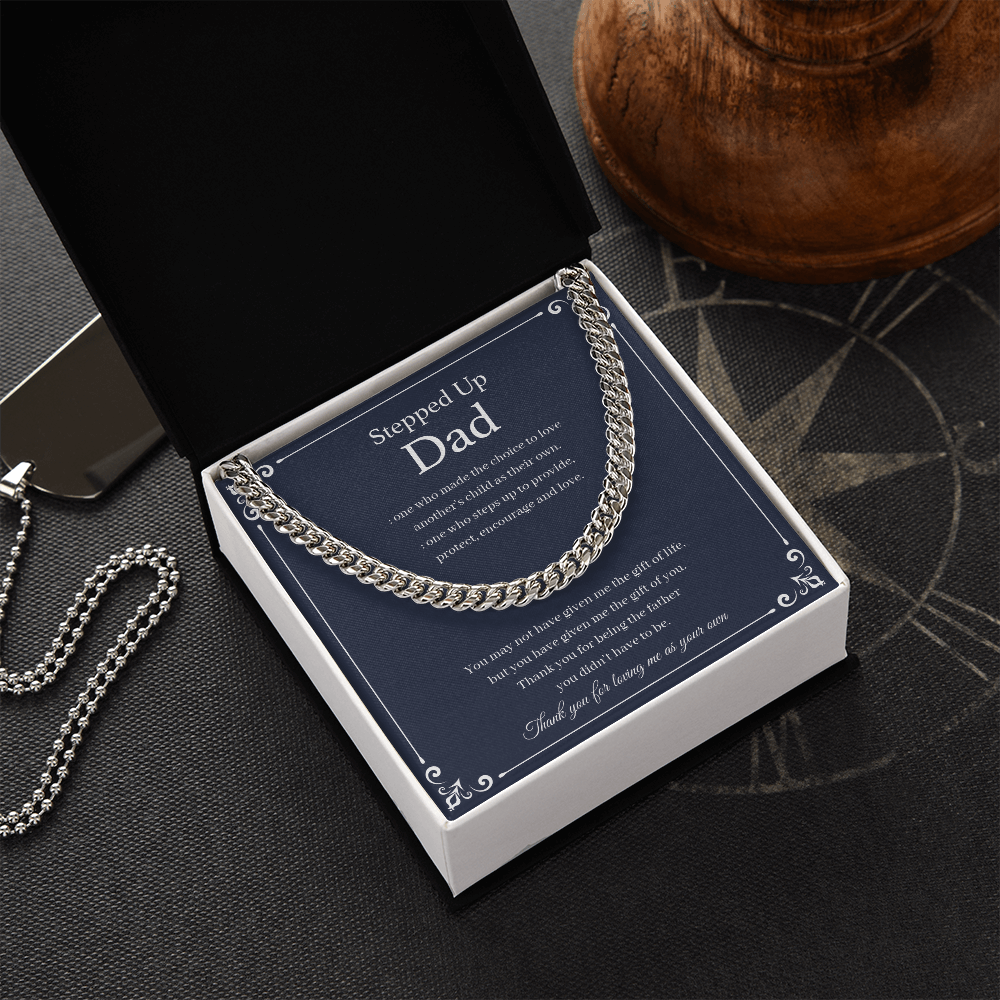 To My Stepdad Gift From Daughter - Gift For Dad - Cuban Chain Necklace
