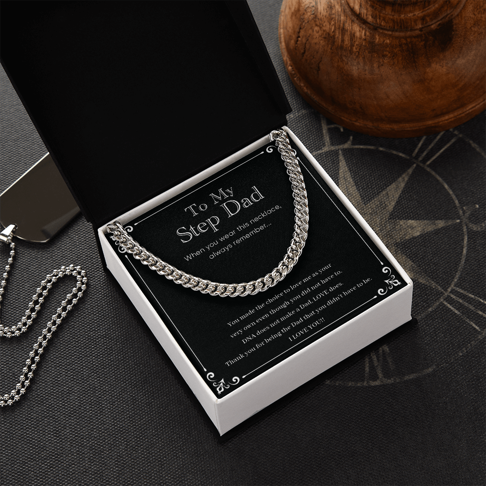 To My Stepdad Gift From Daughter - Gift For Dad - Cuban Chain Necklace