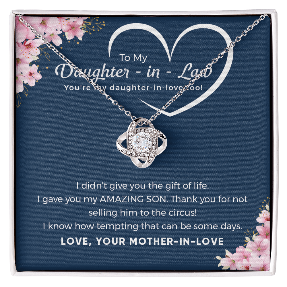 To My Daughter in Law from Mother in Law -  Love Knot Necklace