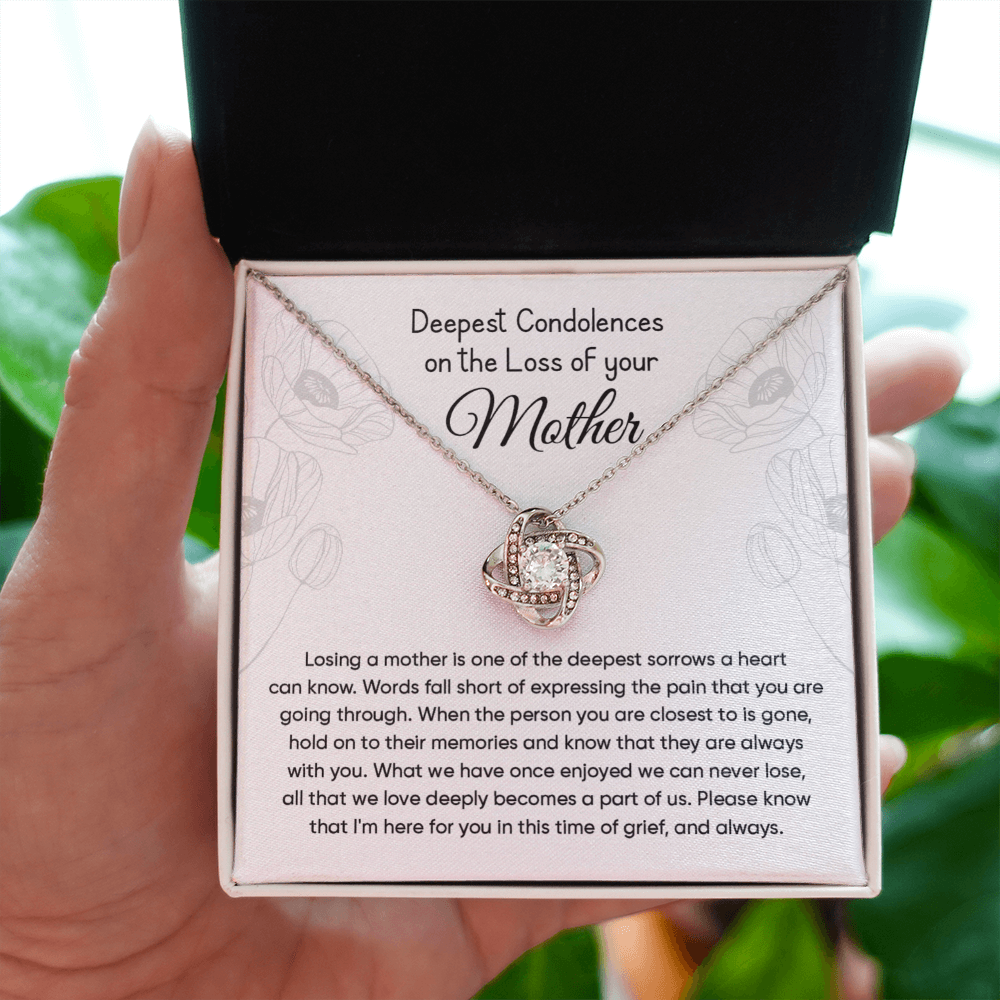 Memorial Necklace Gift for Loss of Mother - Love Knot Necklace