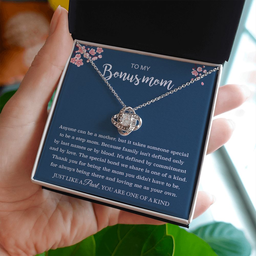 To My Bonus Mom from Daughter - Love Knot Necklace