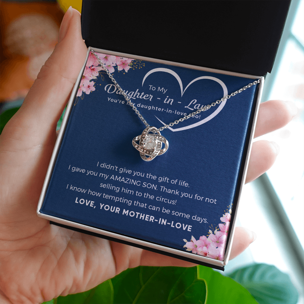 To My Daughter in Law from Mother in Law -  Love Knot Necklace
