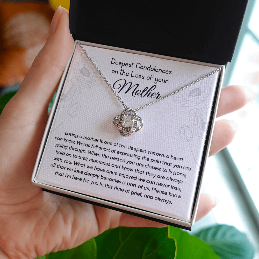 Memorial Necklace Gift for Loss of Mother - Love Knot Necklace
