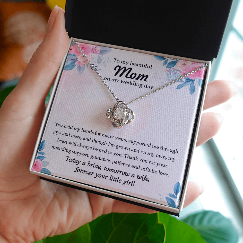 To My Mom On Wedding From Daughter - Love Knot Necklace