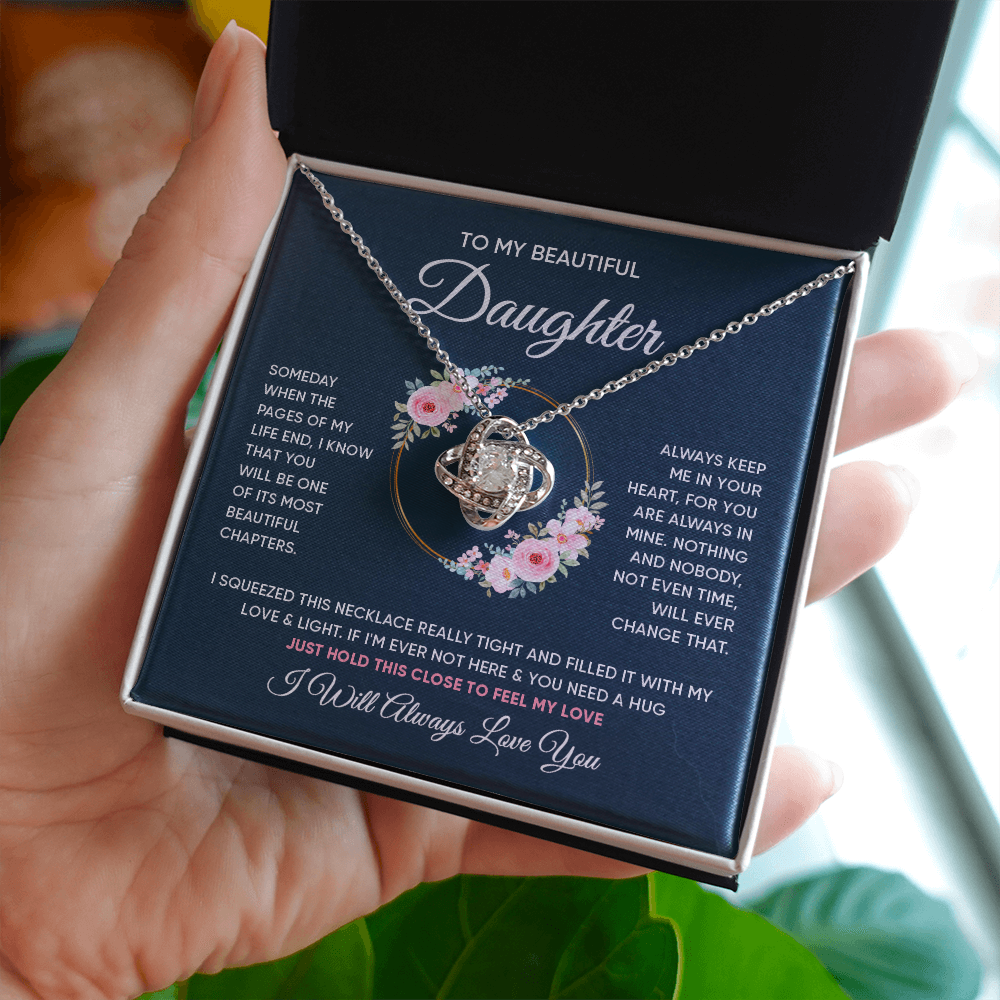 To My Daughter Gift From Mom -  Love Knot Necklace