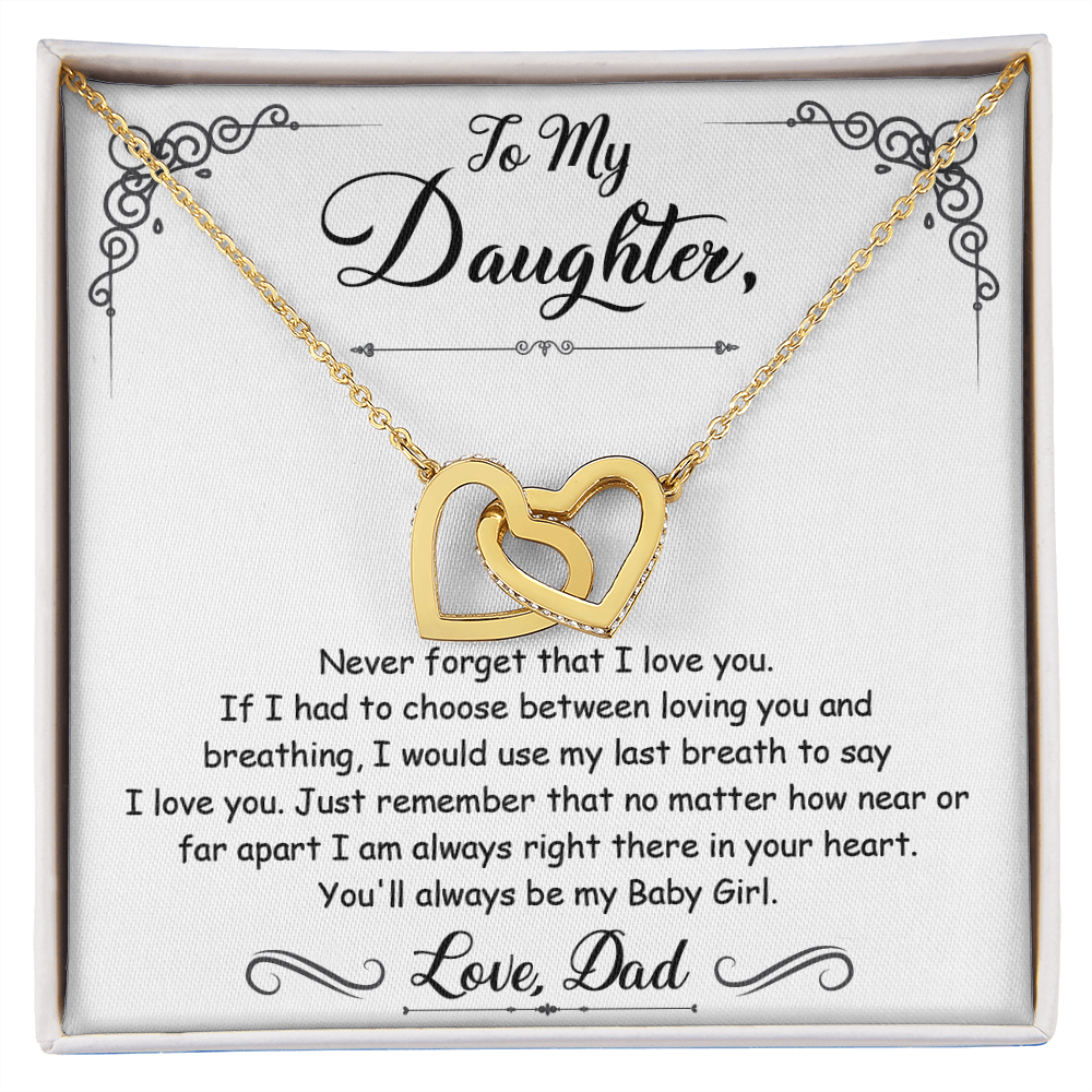 To My Daughter From Dad - Interlocking Heart Necklace