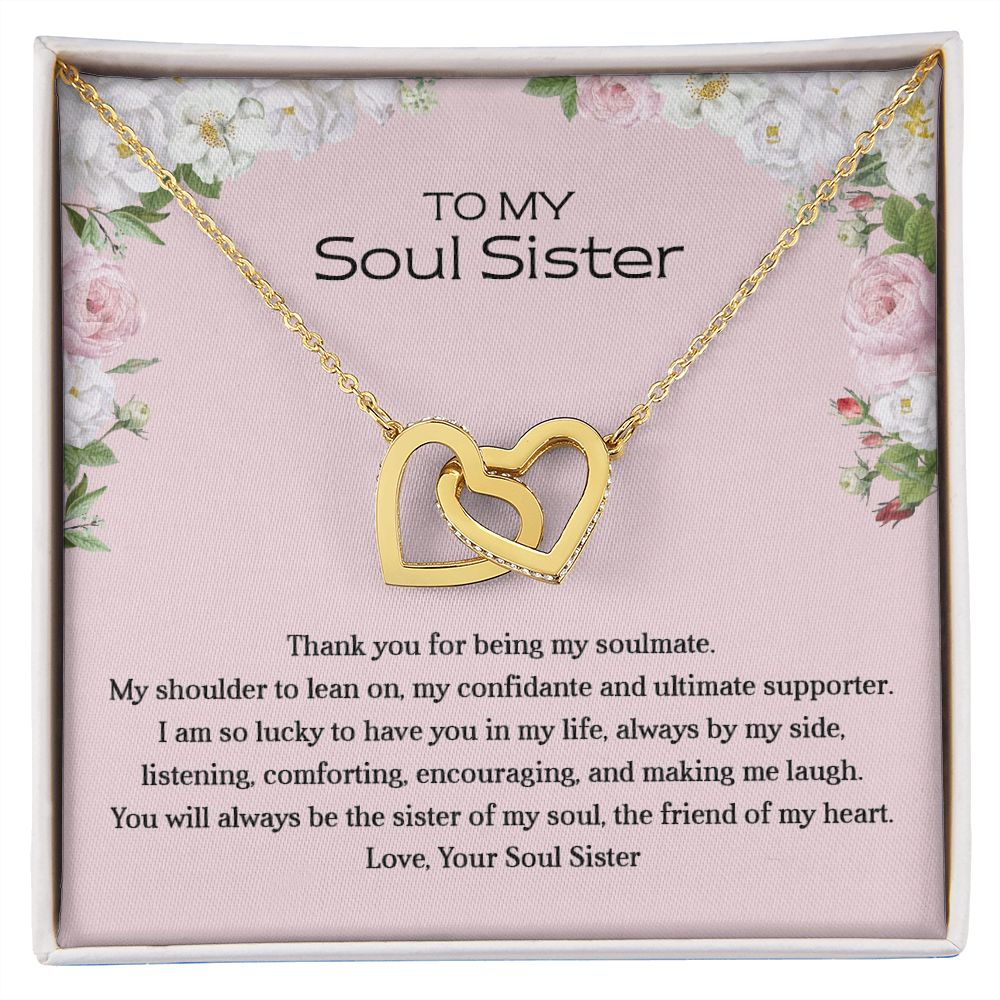 To My Soul Sister Gift from Sister - Interlocking Heart Necklace