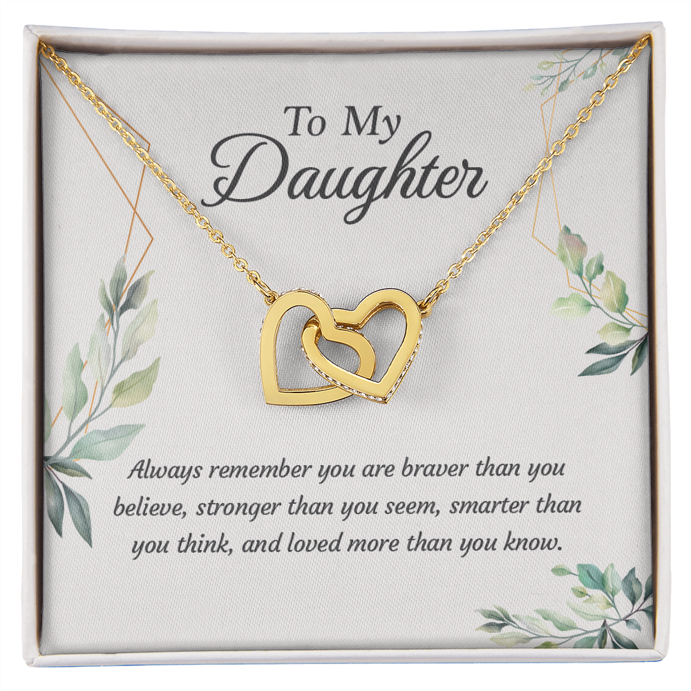To My Daughter From Mom - Interlocking Heart Necklace