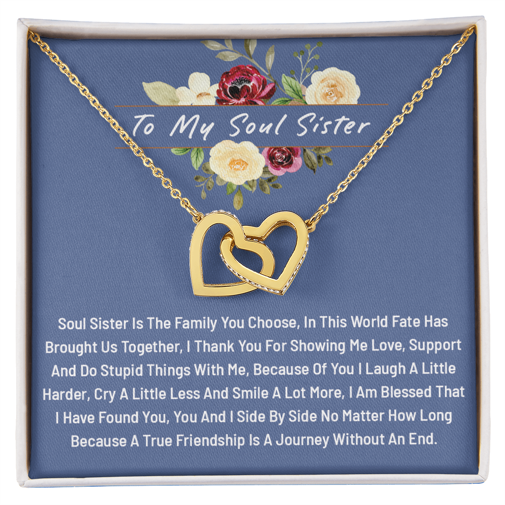 To My Soul Sister Gift from Sister - Interlocking Hearts Necklace