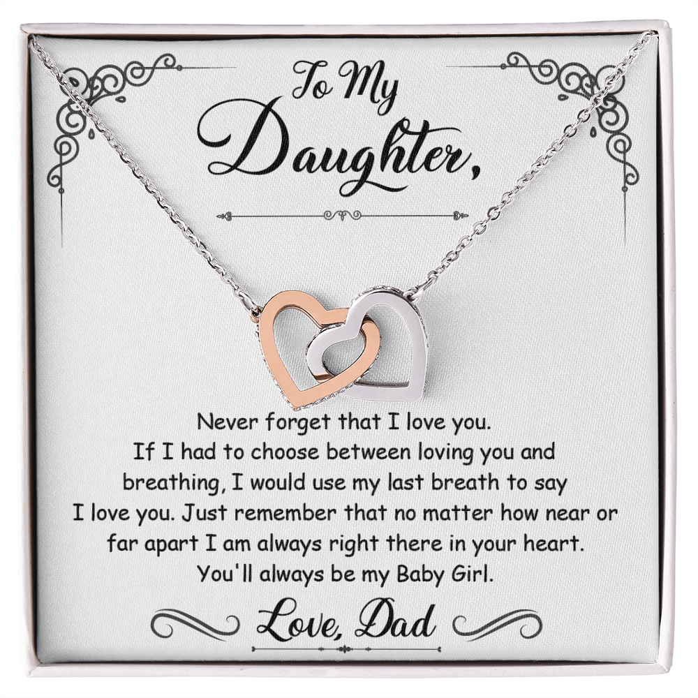To My Daughter From Dad - Interlocking Heart Necklace