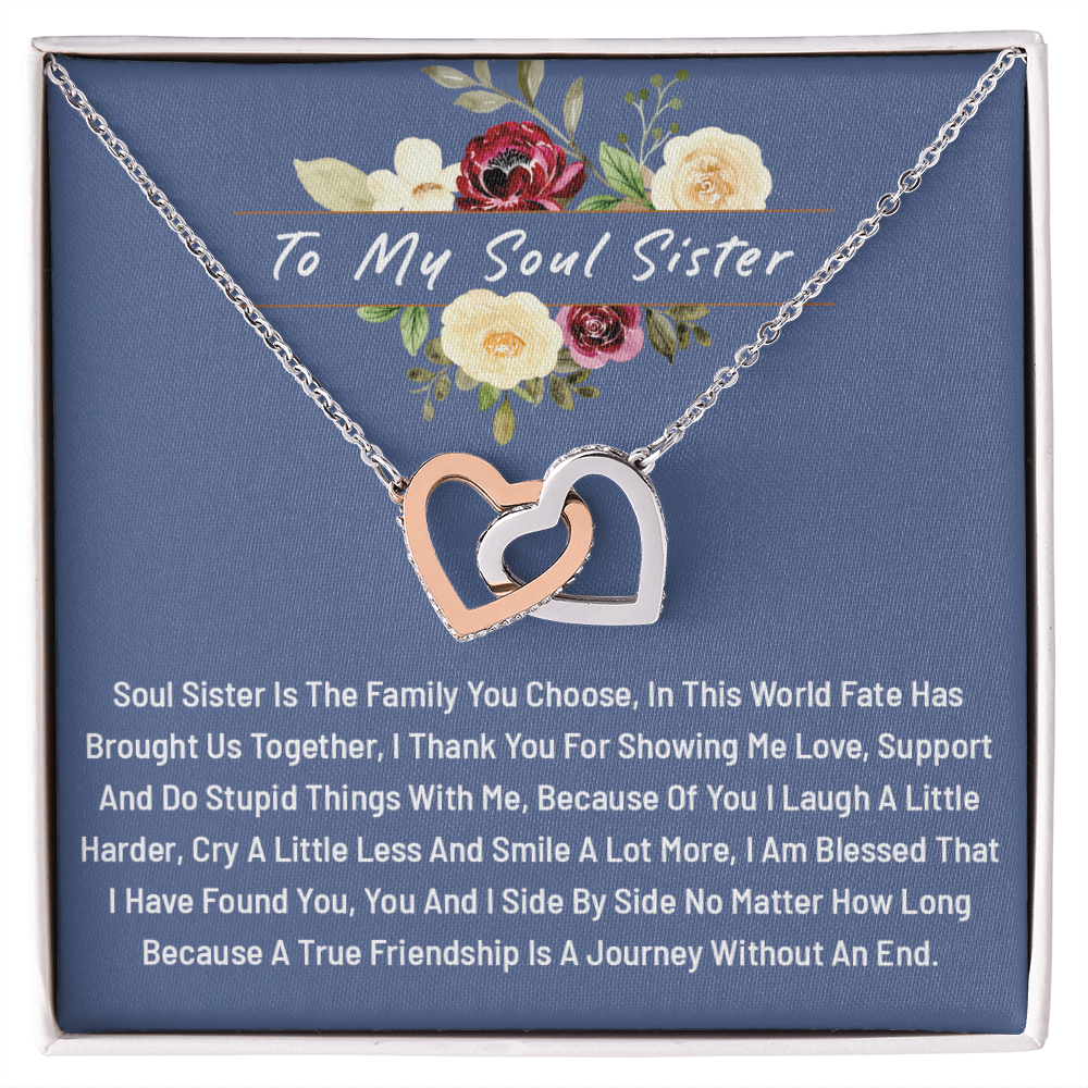 To My Soul Sister Gift from Sister - Interlocking Hearts Necklace