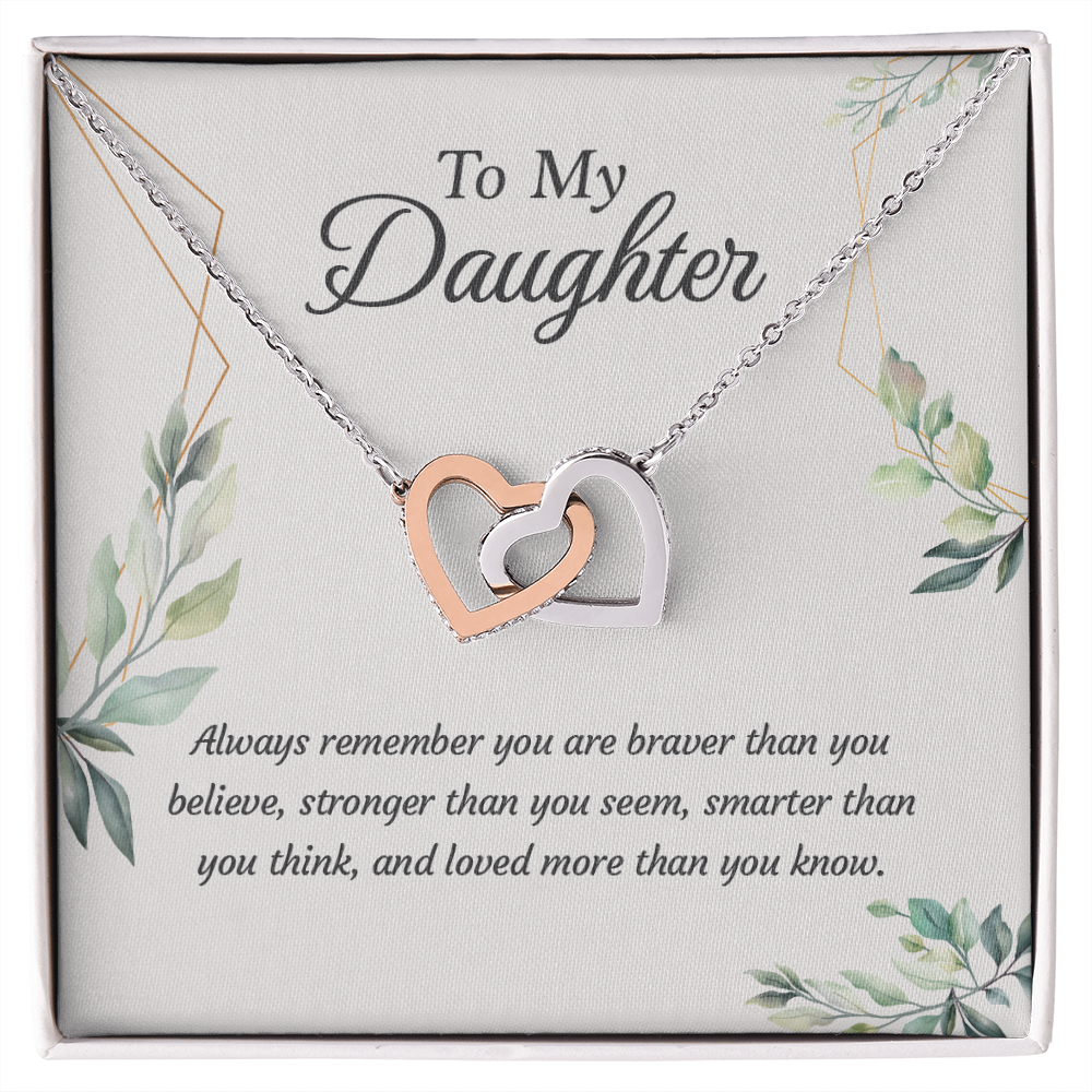 To My Daughter From Mom - Interlocking Heart Necklace