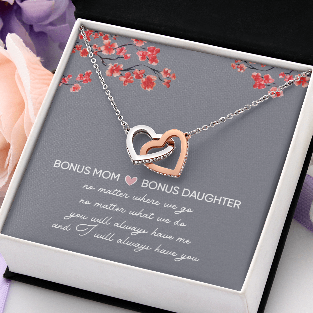 Bonus Daughter Gifts From Stepmom - Interlocking Hearts necklace