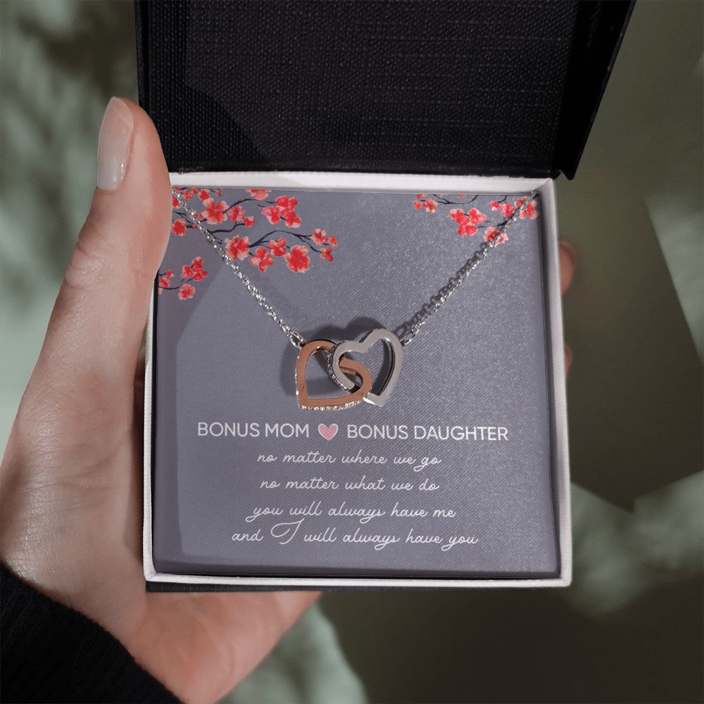 Bonus Daughter Gifts From Stepmom - Interlocking Hearts necklace