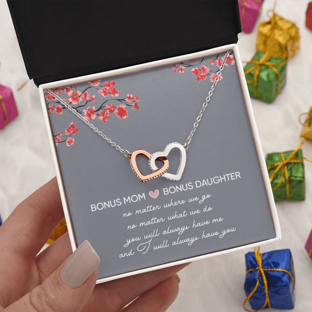 Bonus Daughter Gifts From Stepmom - Interlocking Hearts necklace