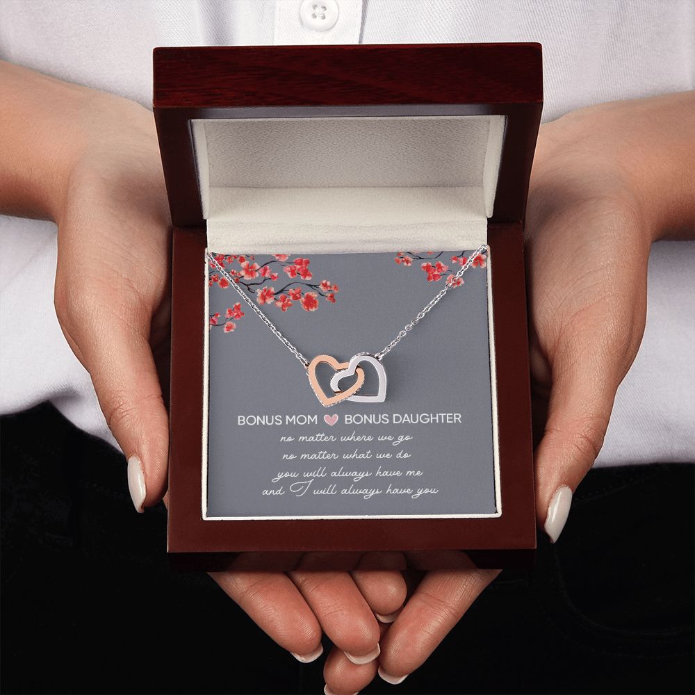 Bonus Daughter Gifts From Stepmom - Interlocking Hearts necklace