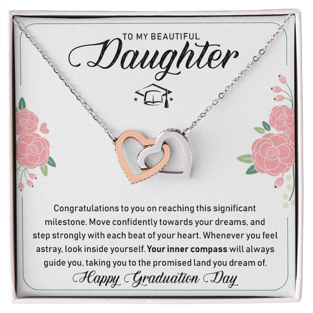 A Special Gift For Your Daughter on Graduation Day  - Interlocking Heart Necklace - Free Shipping